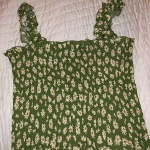Green floral tank top